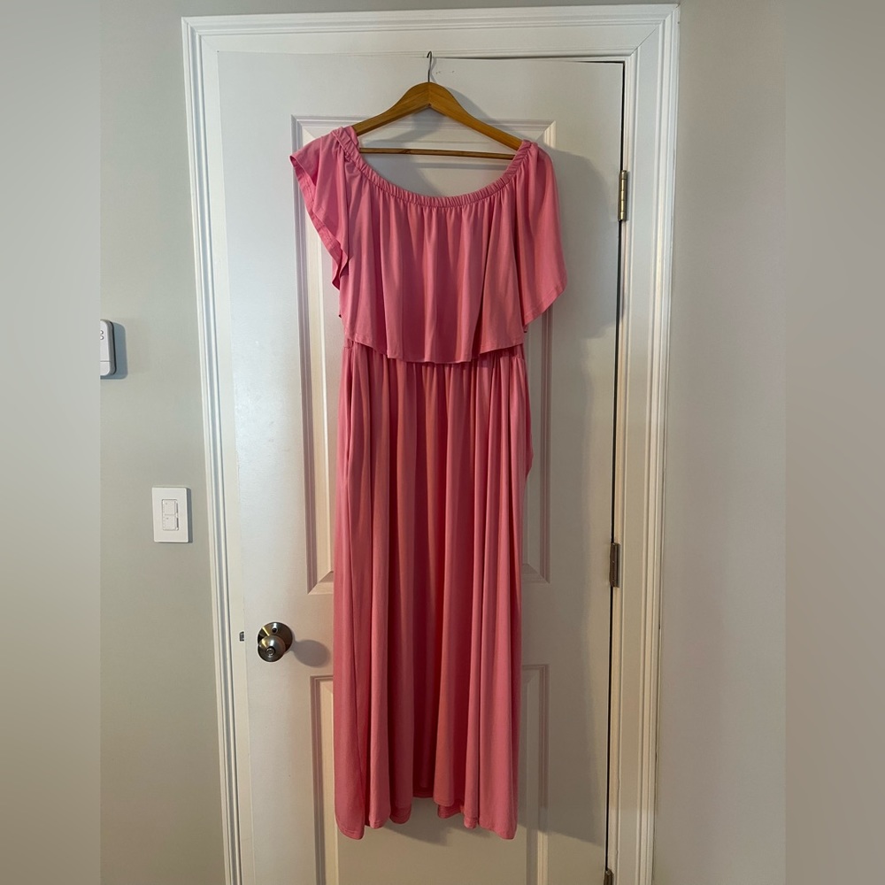 Pink maxi off the shoulder